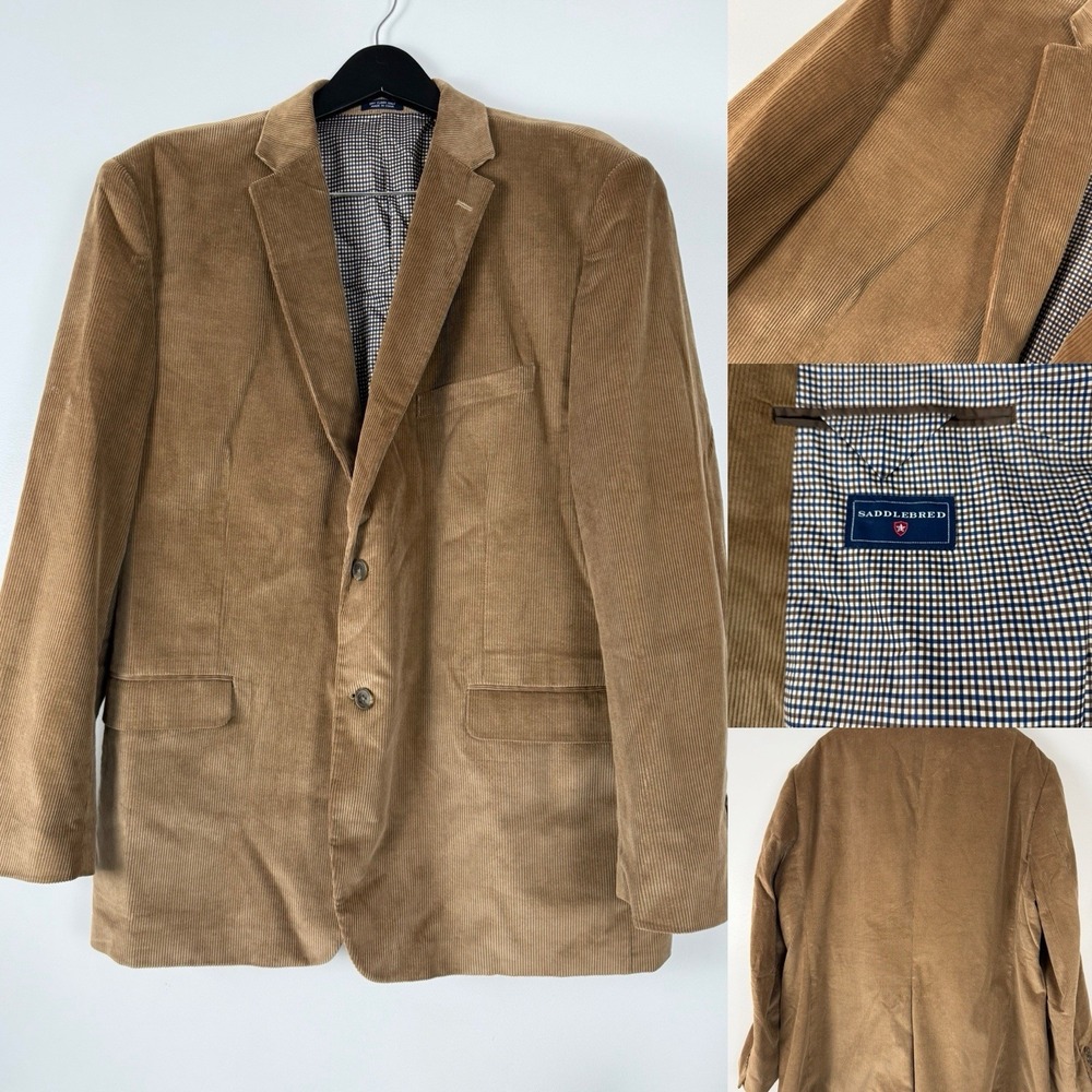 Saddlebred Sport Coat 48R Brown Cotton Corduroy Blazer‎ Heritage Style